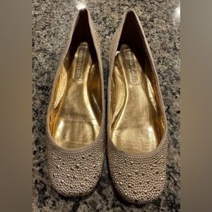 BCBGMAXAZRIA women’s gold studded ballet flats size 7